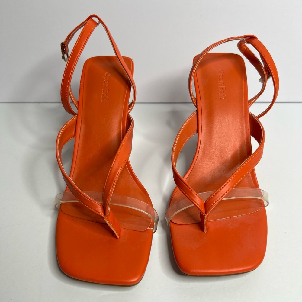 Open Edit Addison Orange Strap Stilettos Size 8.5